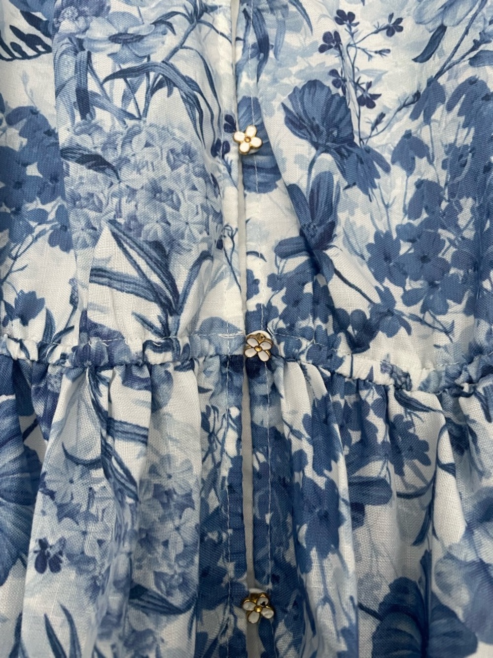 Anthropologie White Dress with Blue Floral Print - Picture 2 of 8